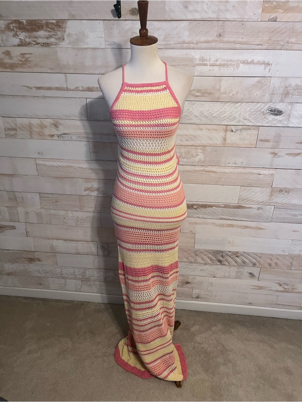 NWT L Space size L Hanna Montazamie Kaye Crochet Maxi Cover-Up Dress - Picture 4 of 11